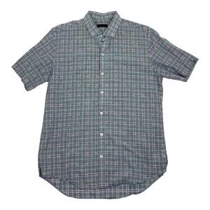 Zachary Prell Plaid 100% Cotton Button Down Short Sleeve Sport Shirt Size Medium